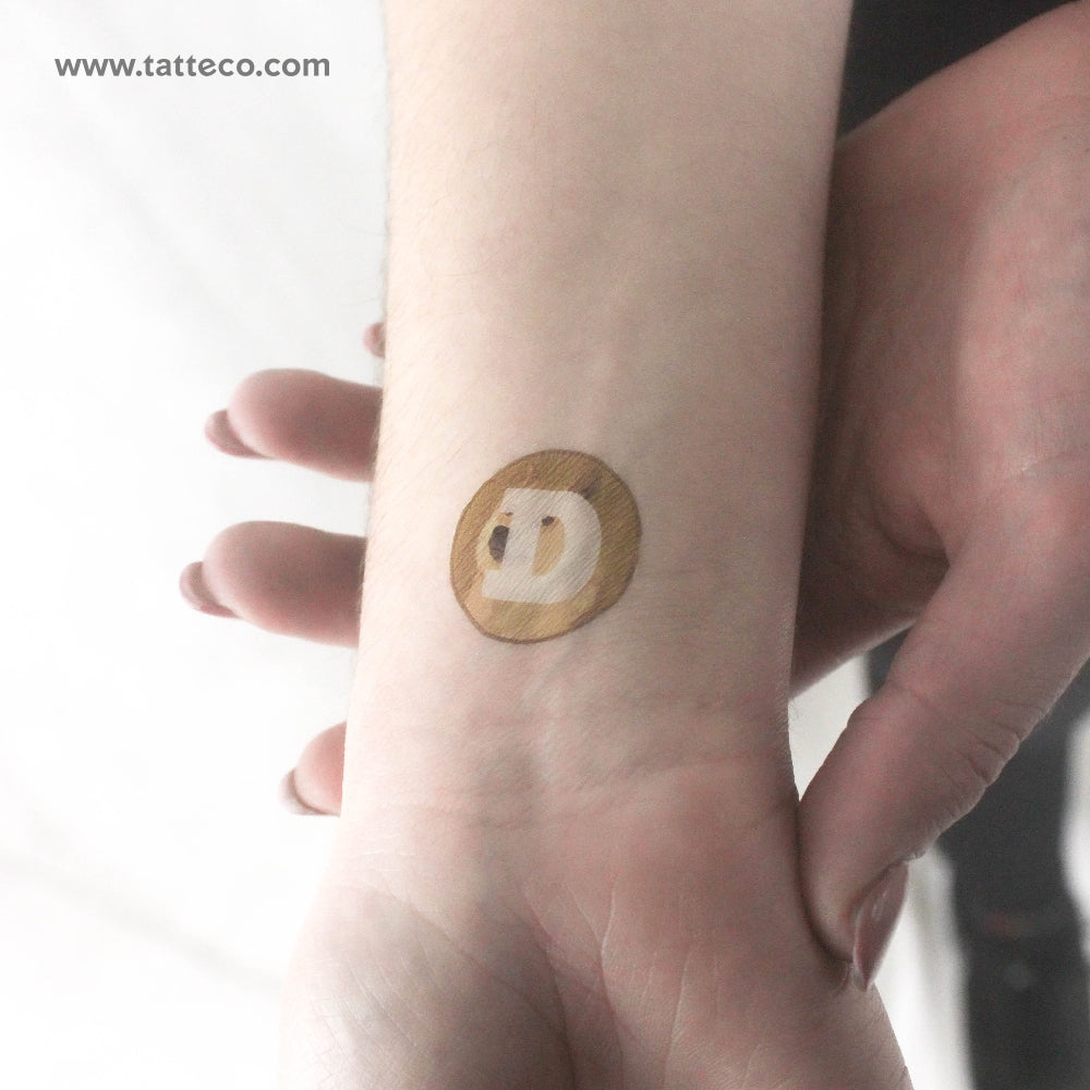 Dogecoin Logo Temporary Tattoo - Set of 3