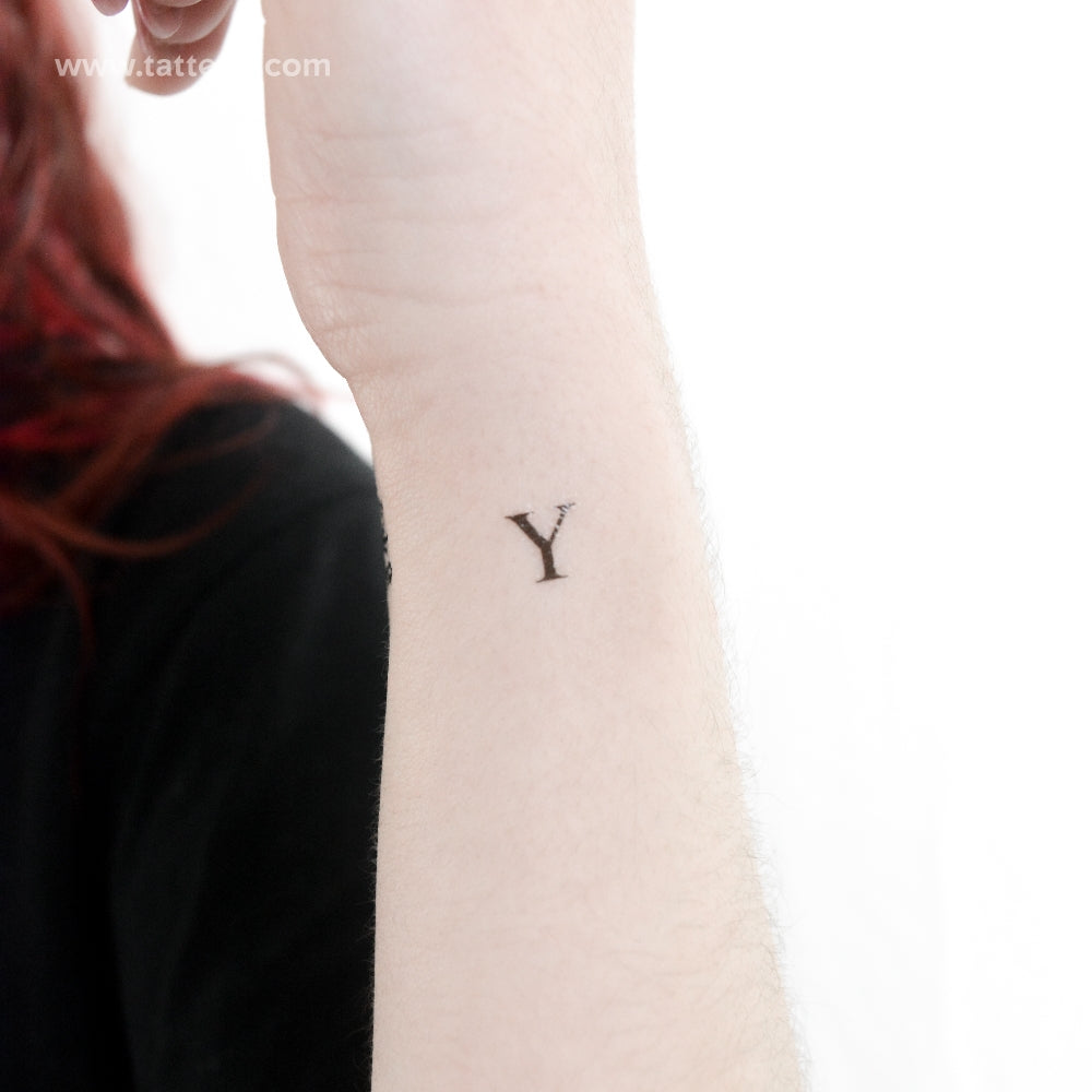 Y Serif Capital Letter Temporary Tattoo - Set of 3