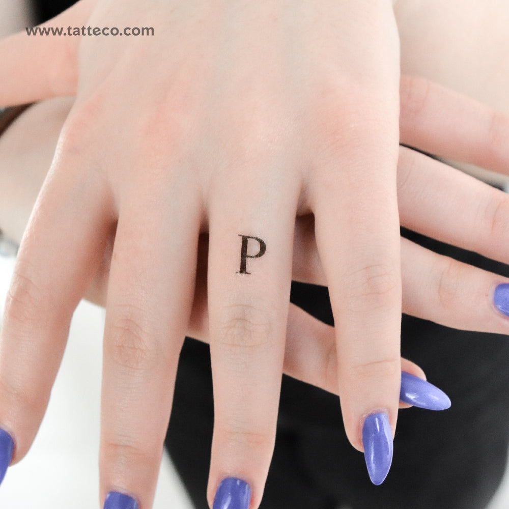 P Serif Capital Letter Temporary Tattoo - Set of 3