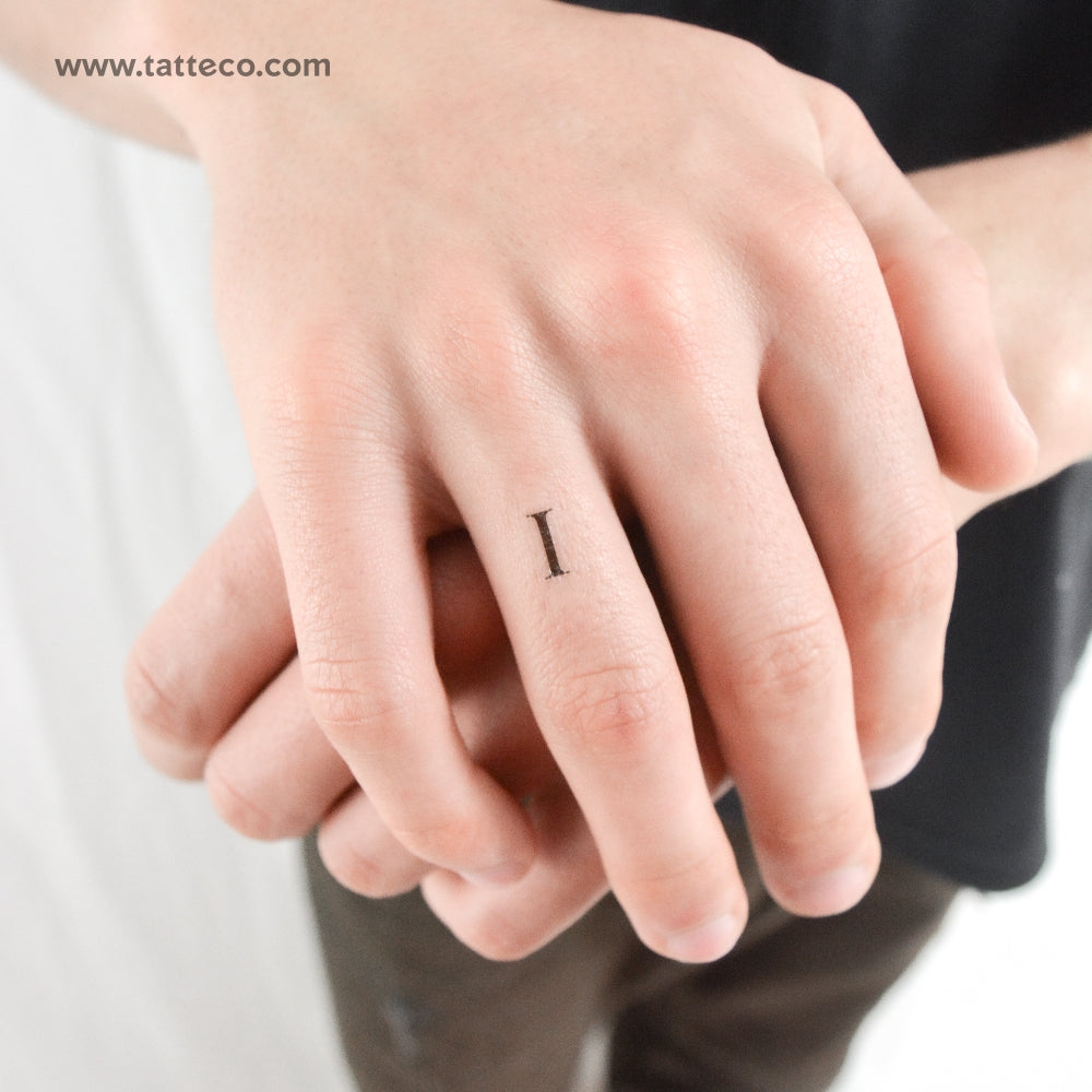 I Serif Capital Letter Temporary Tattoo - Set of 3