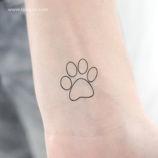 Fine Line Dog Paw Print Temporary Tattoo - Set of 3