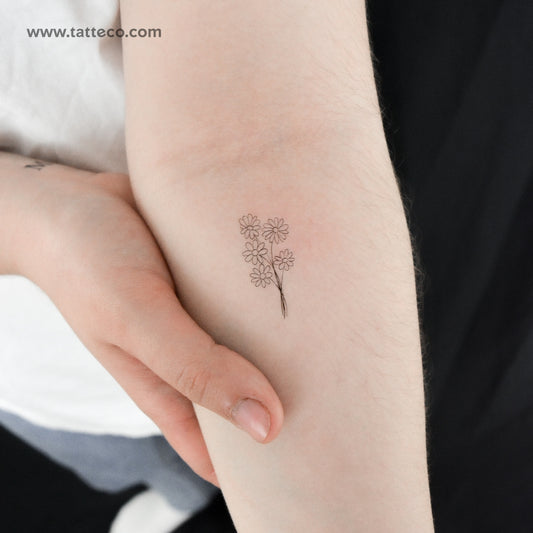 Daisy Bouquet Temporary Tattoo - Set of 3