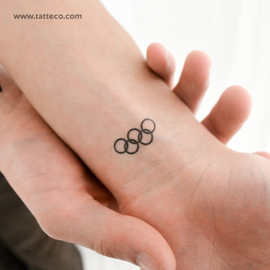 Black Olympic Rings Temporary Tattoo - Set of 3