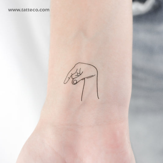 Sign Language Q Temporary Tattoo - Set of 3