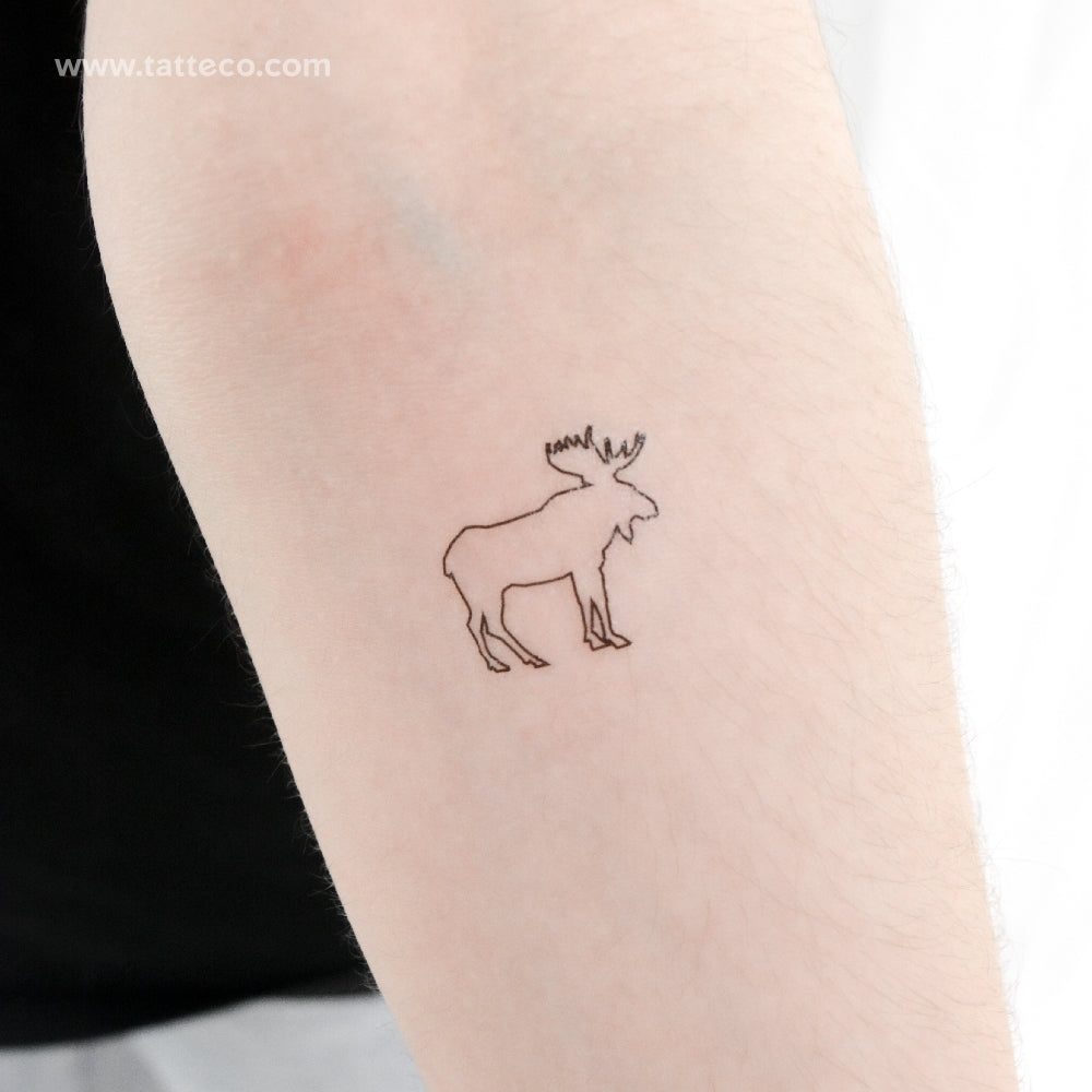 Fine Line Moose Temporary Tattoo - Set of 3