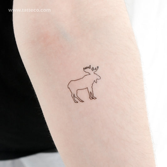 Fine Line Moose Temporary Tattoo - Set of 3