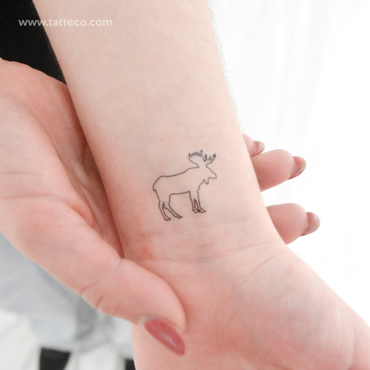 Fine Line Moose Temporary Tattoo - Set of 3