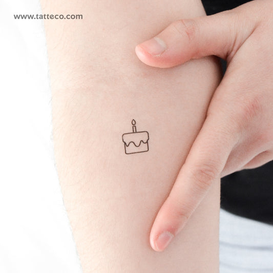 Tiny Birthday Cake Temporary Tattoo - Set of 3