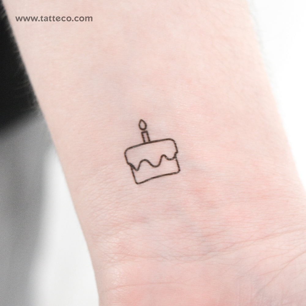 Tiny Birthday Cake Temporary Tattoo - Set of 3