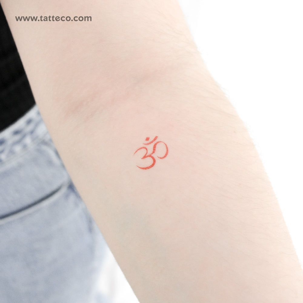 Red Ink Om Temporary Tattoo - Set of 3
