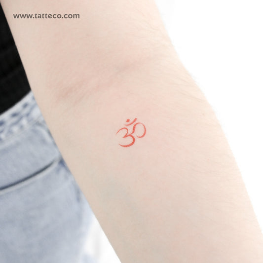 Red Ink Om Temporary Tattoo - Set of 3