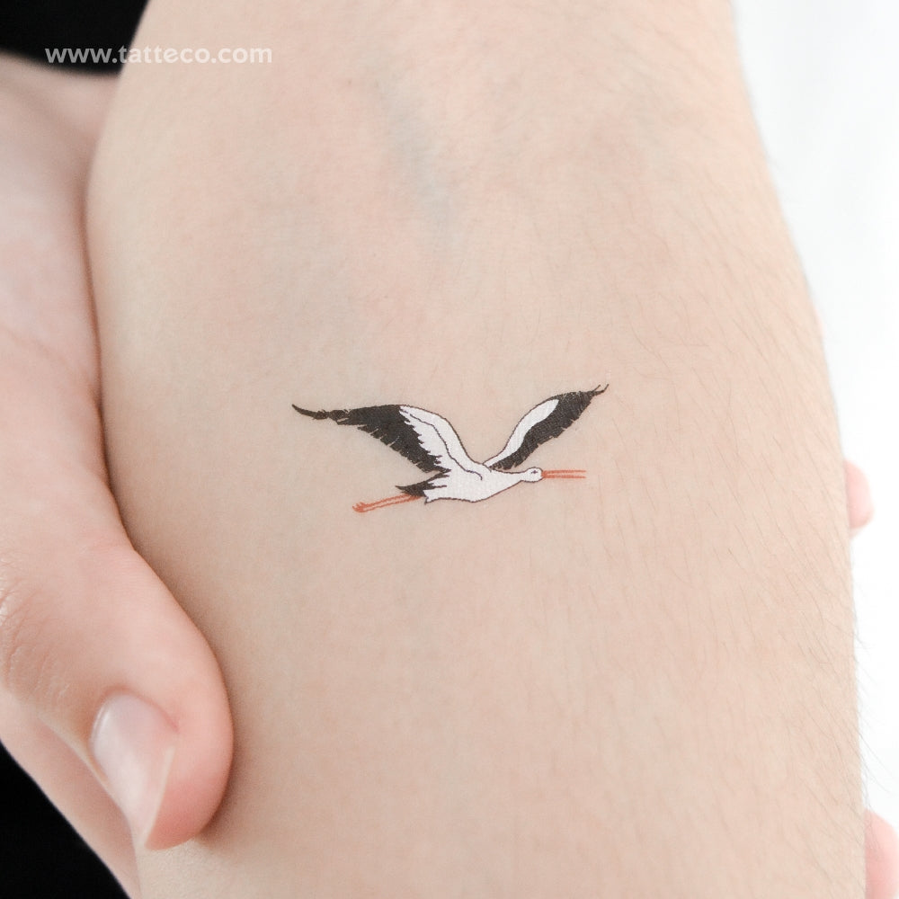 Tatuaje temporal de cigüeña voladora - Juego de 3