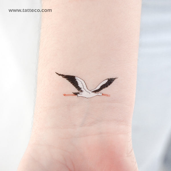 Flying Stork Temporary Tattoo - Set of 3