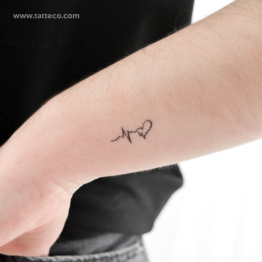 Tatuaje temporal de latido de corazón con huella de pata - Juego de 3