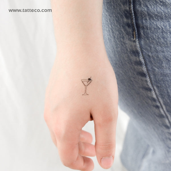 Little Martini Cocktail Temporary Tattoo - Set of 3