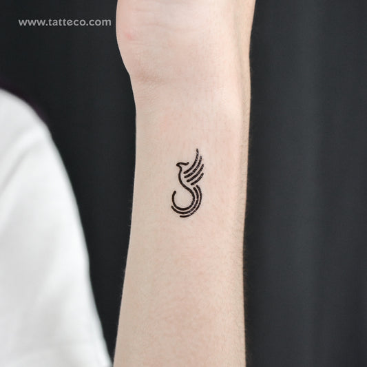 Minimalist Phoenix Temporary Tattoo - Set of 3