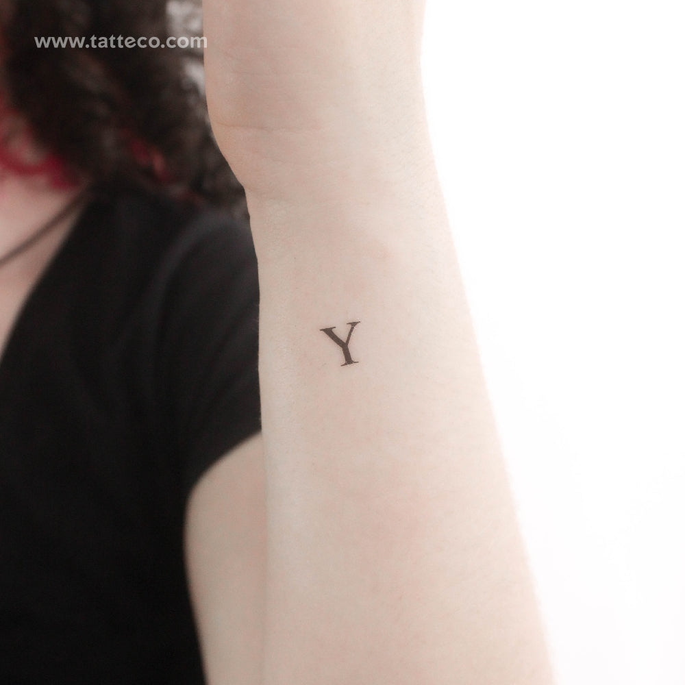 Y Serif Capital Letter Temporary Tattoo - Set of 3