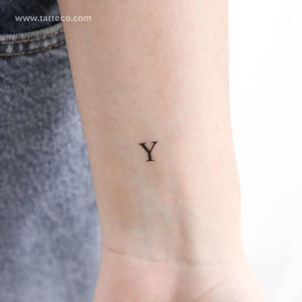 Y Serif Capital Letter Temporary Tattoo - Set of 3