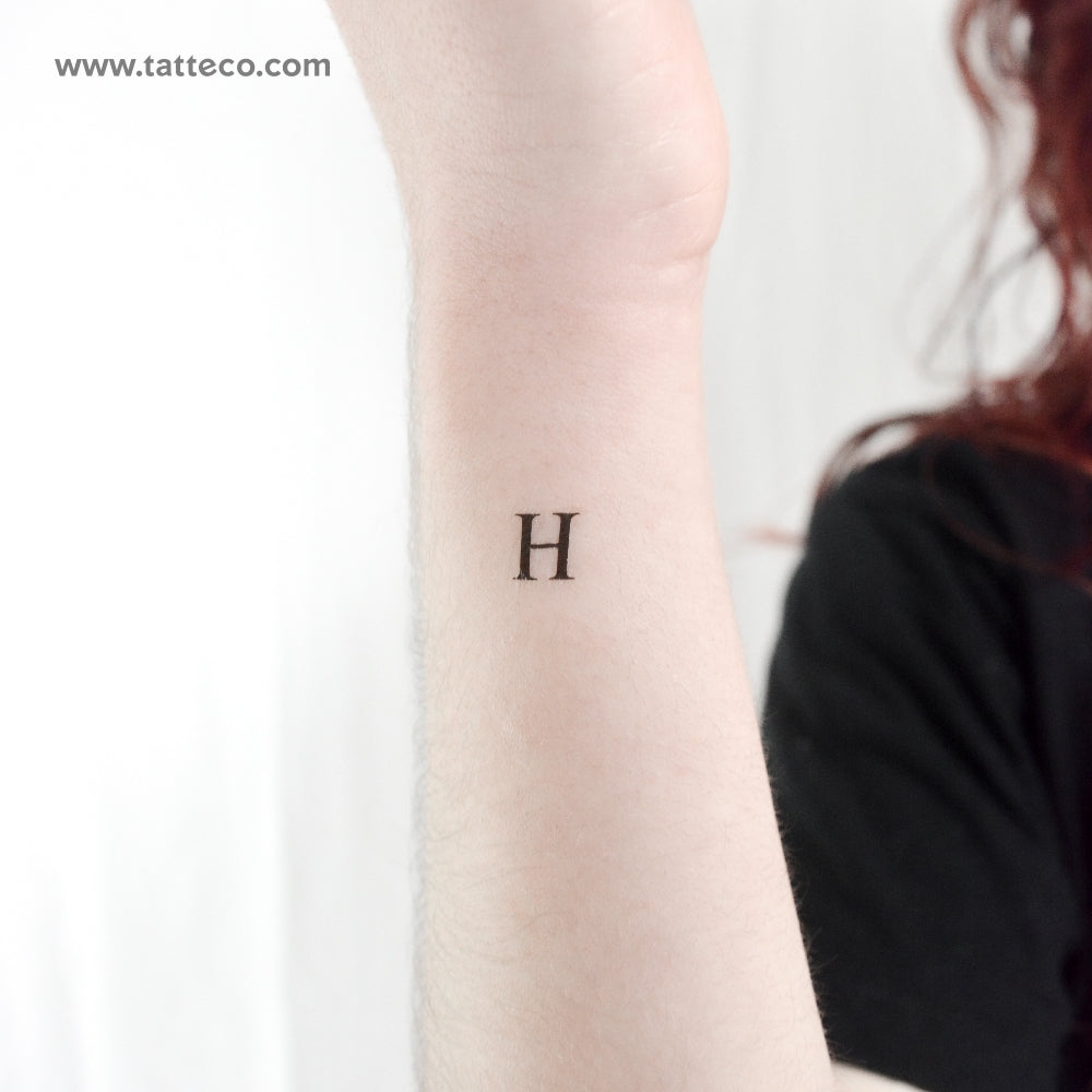 H Serif Capital Letter Temporary Tattoo - Set of 3