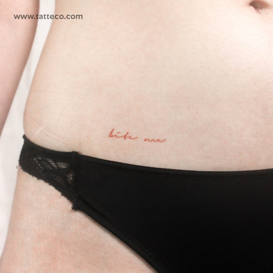 Red Bite Me Temporary Tattoo - Set of 3