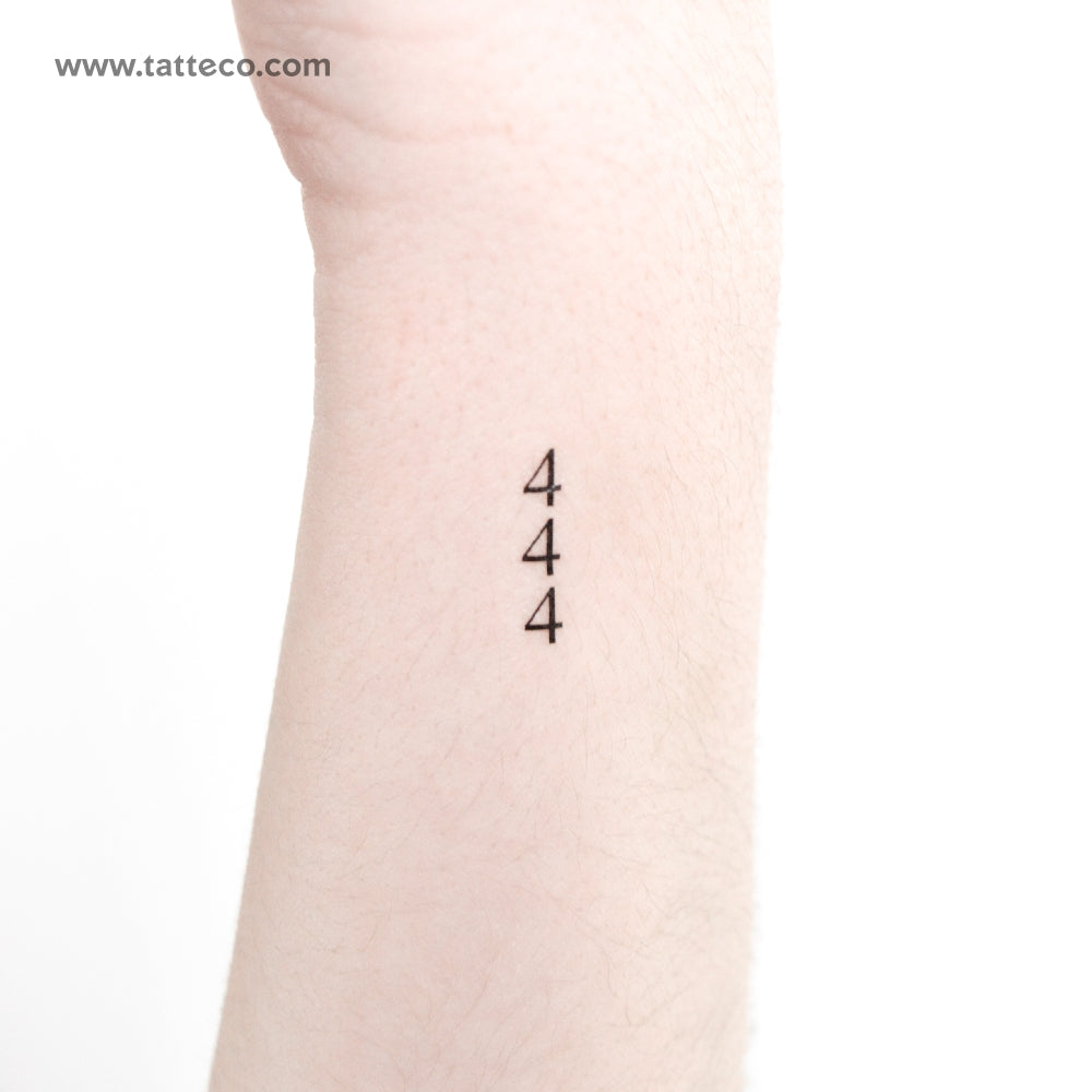 Small Vertical 444 Temporary Tattoo - Set of 3