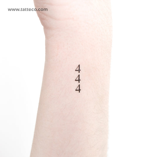 Small Vertical 444 Temporary Tattoo - Set of 3
