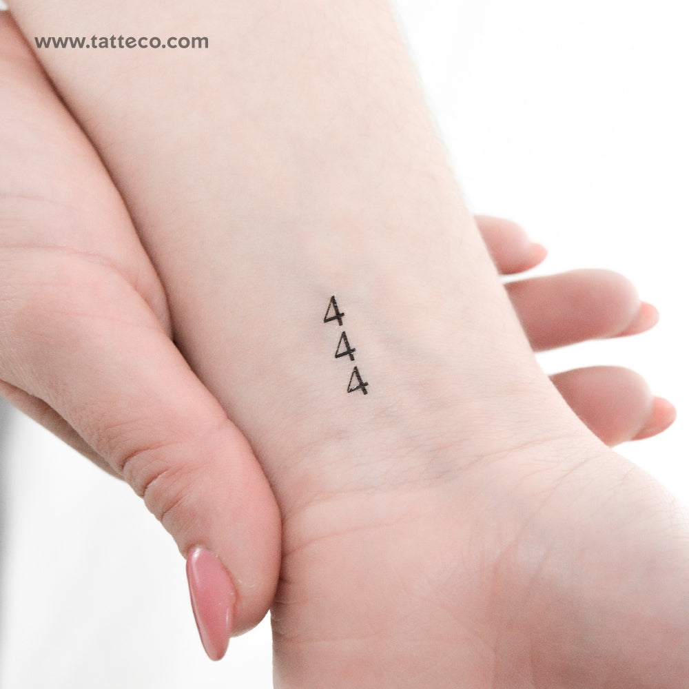 Small Vertical 444 Temporary Tattoo - Set of 3