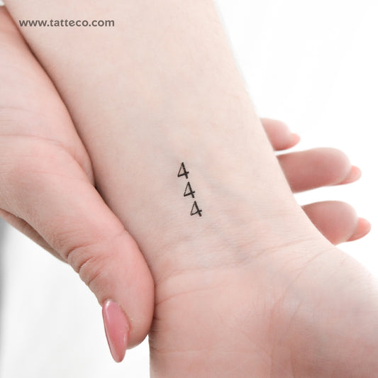 Small Vertical 444 Temporary Tattoo - Set of 3
