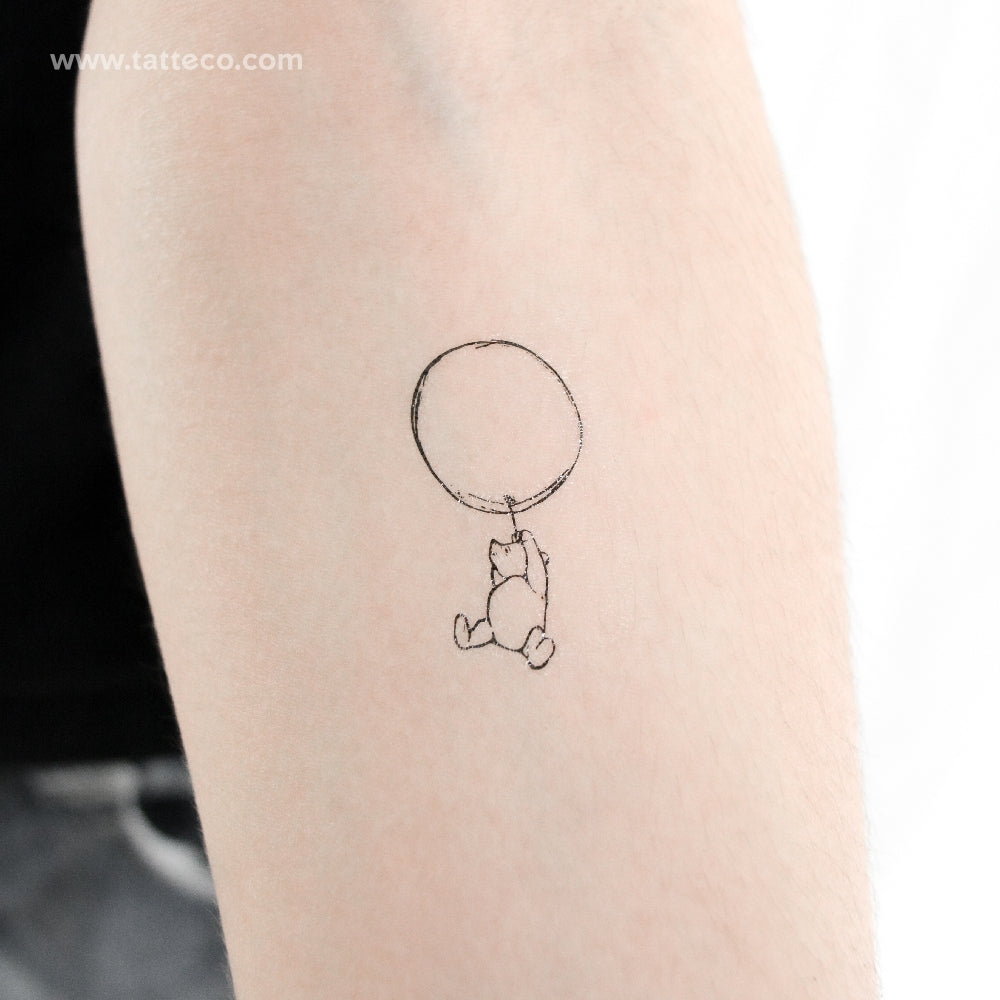 Tatuaje temporal clásico de Winnie the Pooh y globo (juego de 3)