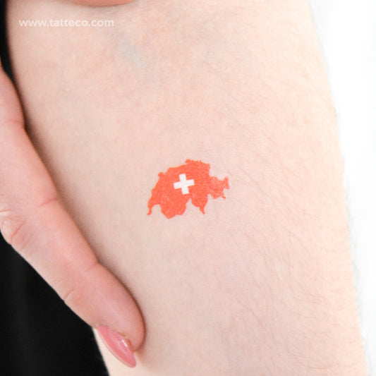 Switzerland Flag Map Temporary Tattoo - Set of 3
