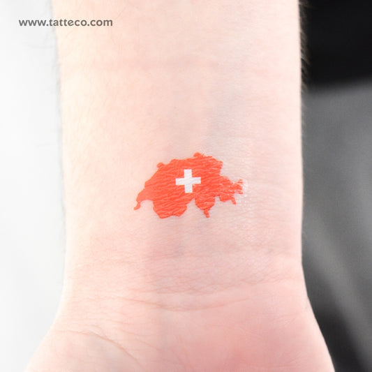 Switzerland Flag Map Temporary Tattoo - Set of 3