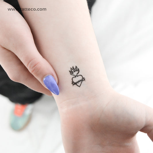 Little Sacred Heart Temporary Tattoo - Set of 3
