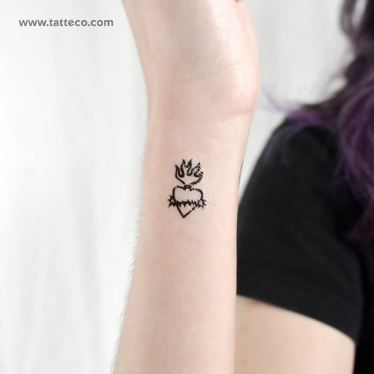 Little Sacred Heart Temporary Tattoo - Set of 3