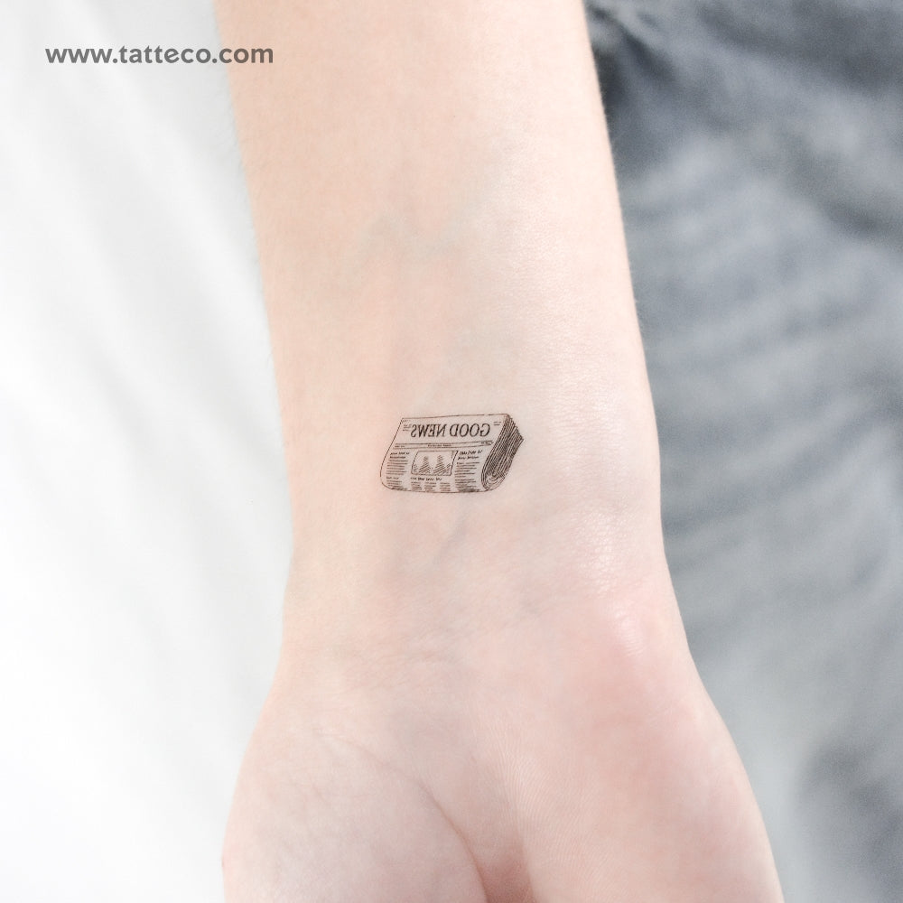 Newspaper Temporary Tattoo - Set of 3