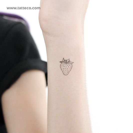 Tiny Strawberry Temporary Tattoo - Set of 3