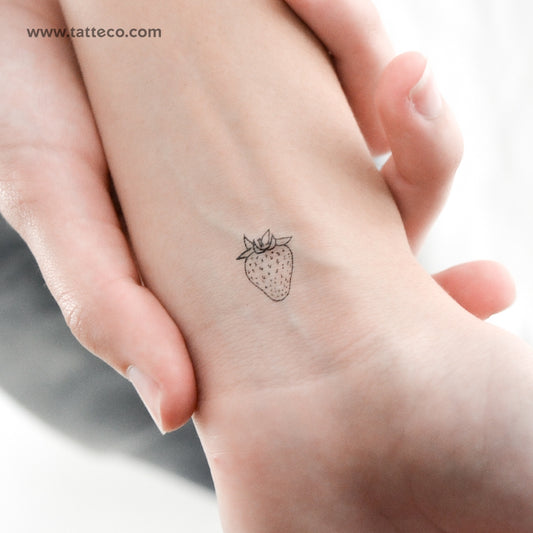 Tiny Strawberry Temporary Tattoo - Set of 3