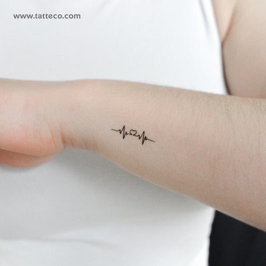 Little Heartbeat And Heart Temporary Tattoo - Set of 3