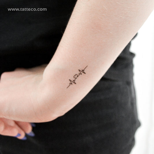Little Heartbeat And Heart Temporary Tattoo - Set of 3