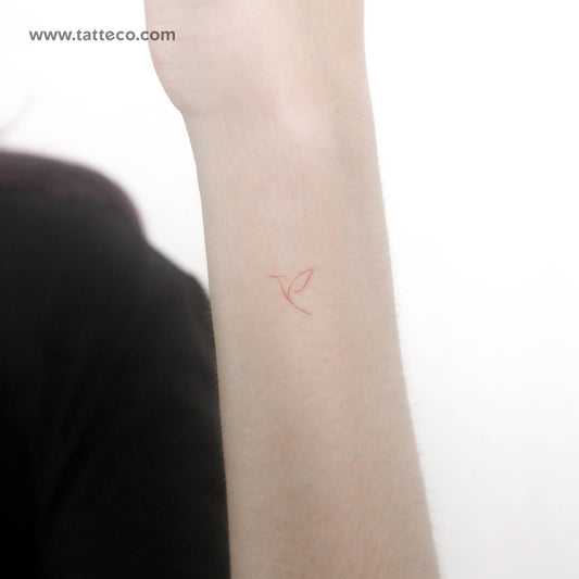 Tiny Red Hummingbird Temporary Tattoo - Set of 3