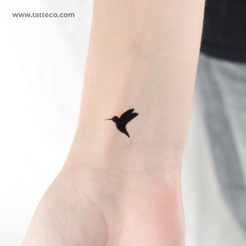 Blackwork Hummingbird Temporary Tattoo - Set of 3