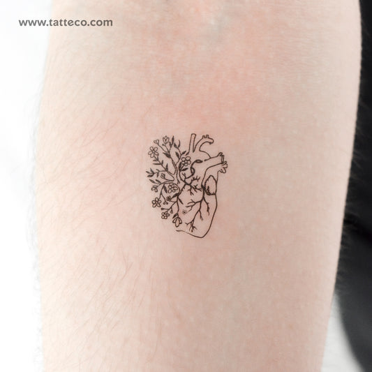 Flower Heart Temporary Tattoo - Set of 3