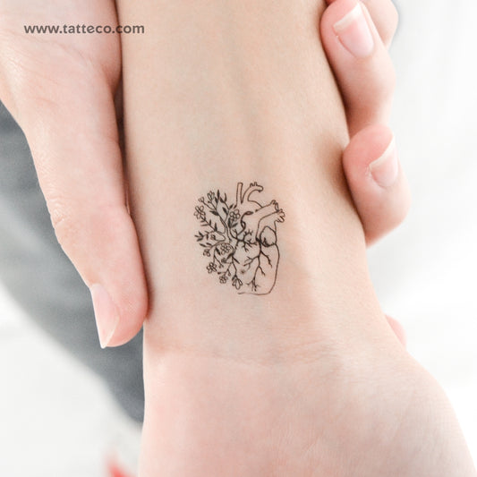Flower Heart Temporary Tattoo - Set of 3