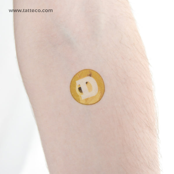Dogecoin Logo Temporary Tattoo - Set of 3