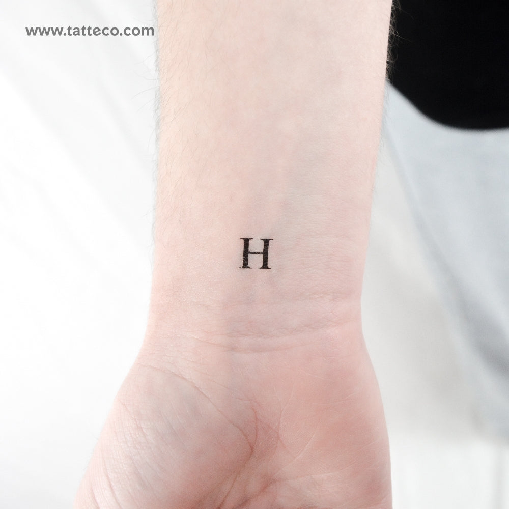 H Serif Capital Letter Temporary Tattoo - Set of 3