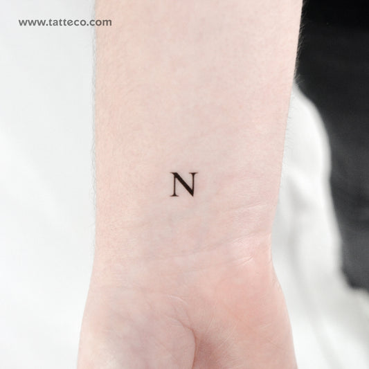 N Serif Capital Letter Temporary Tattoo - Set of 3