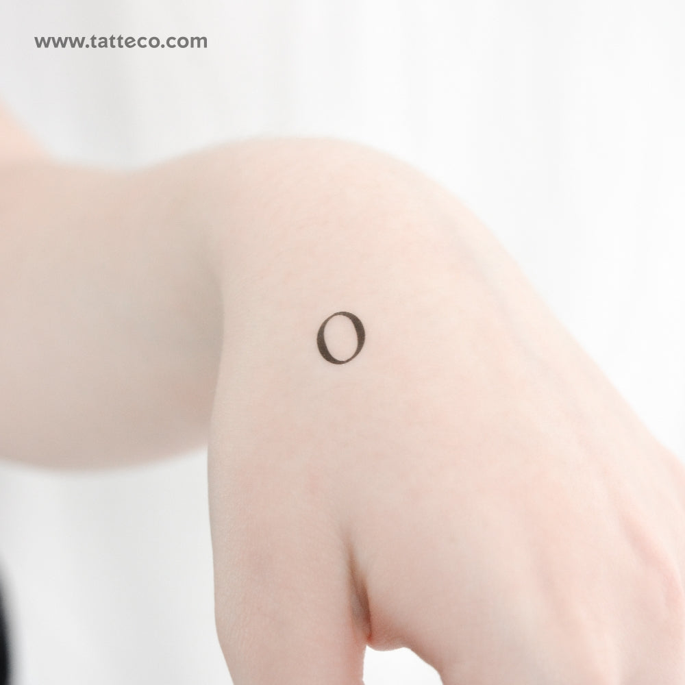 Tatuaje temporal de letra mayúscula O Serif - Juego de 3