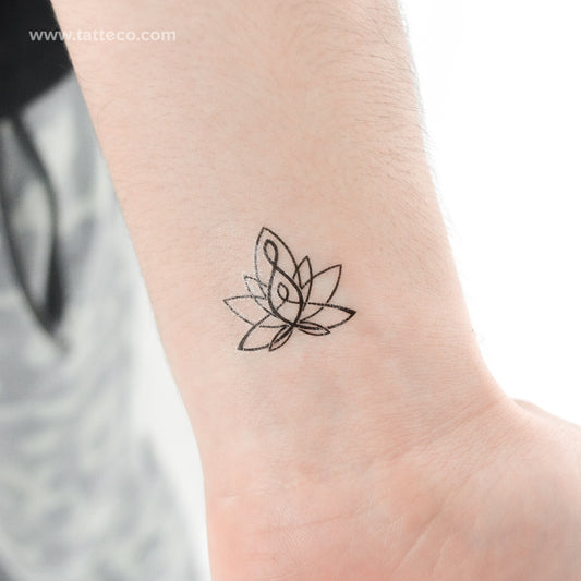 Tatuaje temporal de loto de maternidad minimalista (juego de 3)
