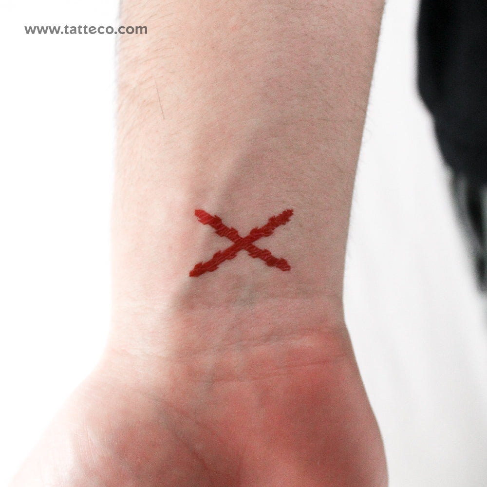 Cross Of Burgundy Temporary Tattoo - Set of 3