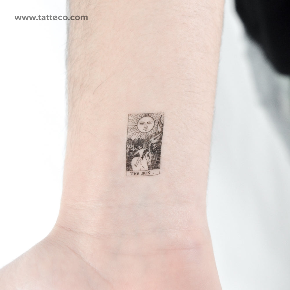 Little The Sun Tarot Card Temporary Tattoo - Set of 3