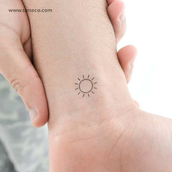 Minimalist Sun Temporary Tattoo - Set of 3